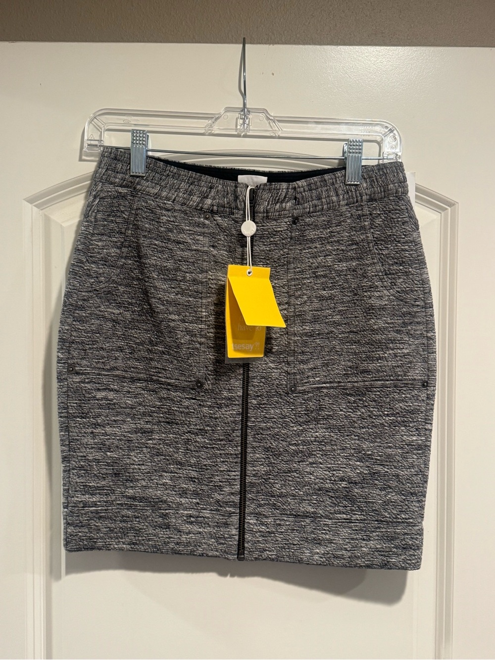 TSESAY Steel Grey Melange Zip Front Stretch Skirt XS NWT drawstring removed
